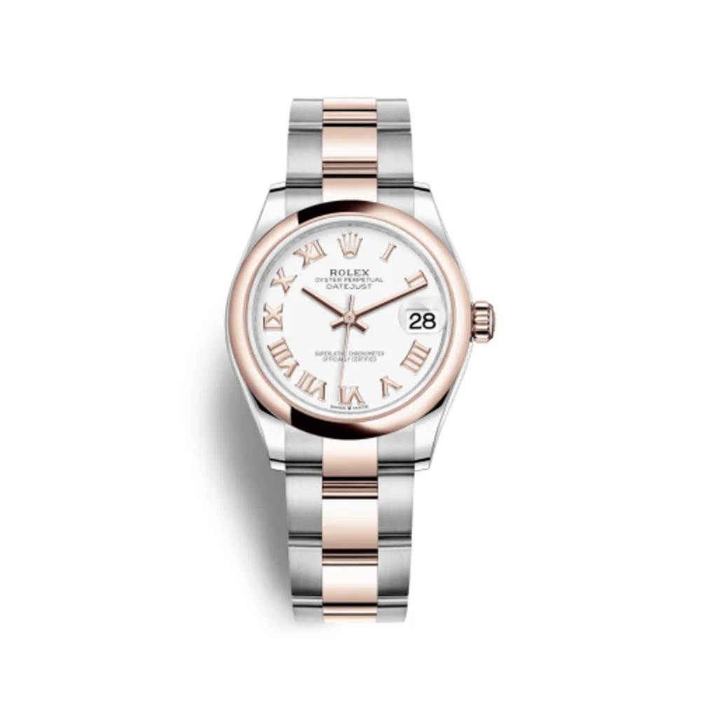 Rolex Datejust 31 Stainless Steel/ Rose Gold / Domed / White - Roman / Oyster