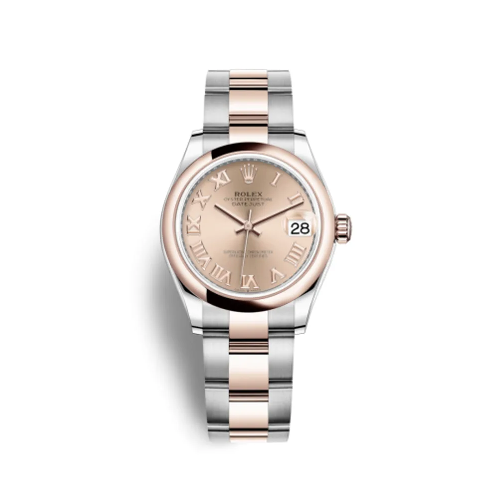 Rolex Datejust 31 Stainless Steel / Rose Gold / Domed / Rose - Roman / Oyster