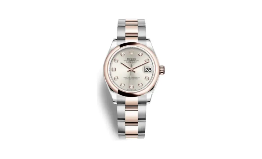 Rolex Datejust 31 Stainless Steel / Rose Gold / Domed / Silver - Diamond / Oyster