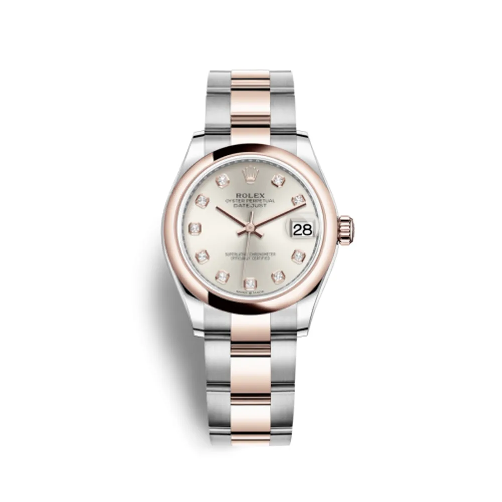 Rolex Datejust 31 Stainless Steel / Rose Gold / Domed / Silver - Diamond / Oyster