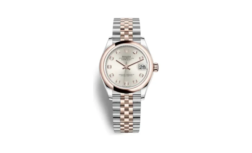 Rolex Datejust 31 Stainless Steel / Rose Gold / Domed / Silver - Diamond / Jubilee