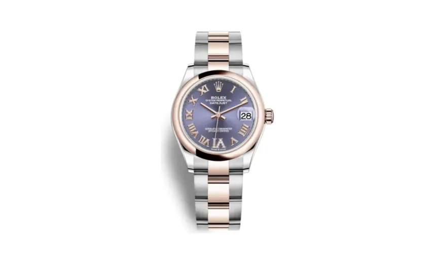 Rolex Datejust 31 Stainless Steel/ Rose Gold / Domed / Aubergine - Roman / Oyster