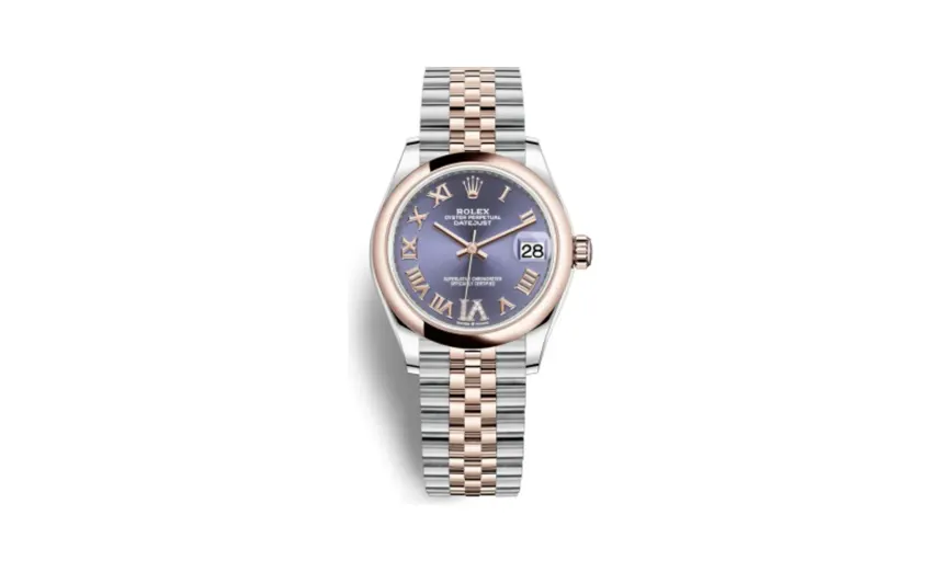 Rolex Datejust 31 Stainless Steel / Rose Gold / Domed / Aubergine - Roman / Jubilee