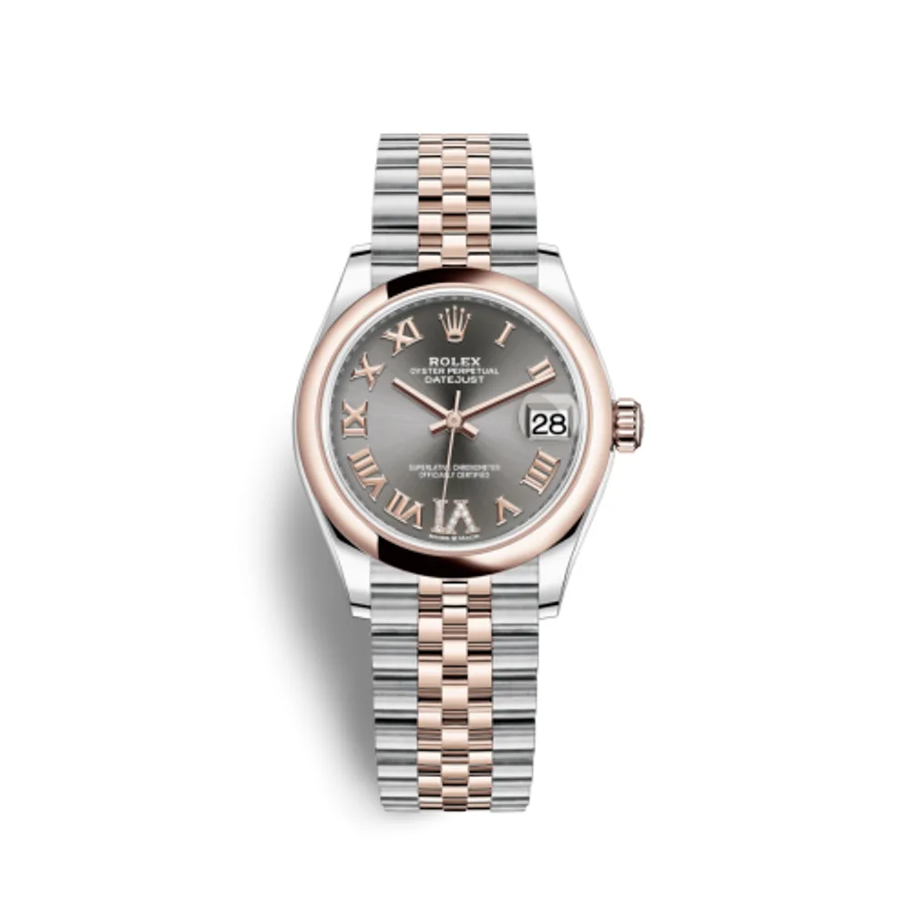 Rolex Datejust 31 Stainless Steel/ Rose Gold / Domed / Grey - Roman / Jubilee