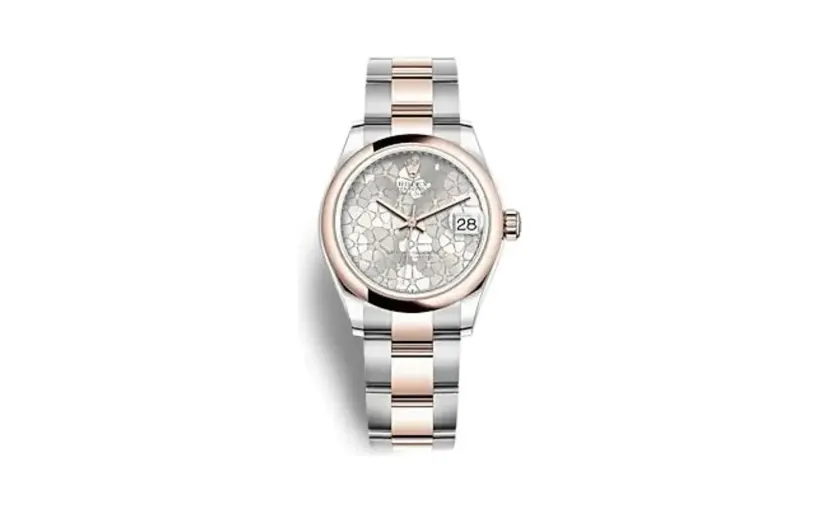 Rolex Datejust 31 Stainless Steel/ Rose Gold / Domed / Silver - Floral / Oyster