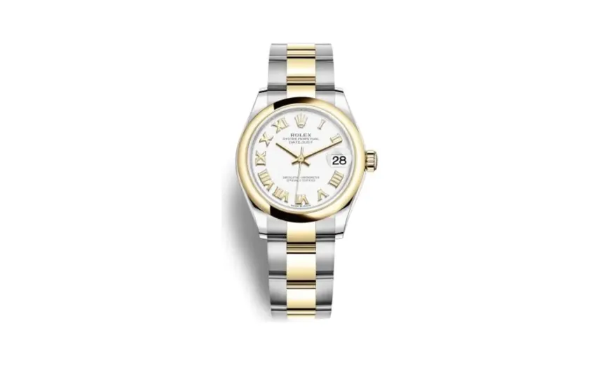 Rolex Datejust 31 Stainless Steel / Yellow Gold / Domed / White - Roman / Oyster
