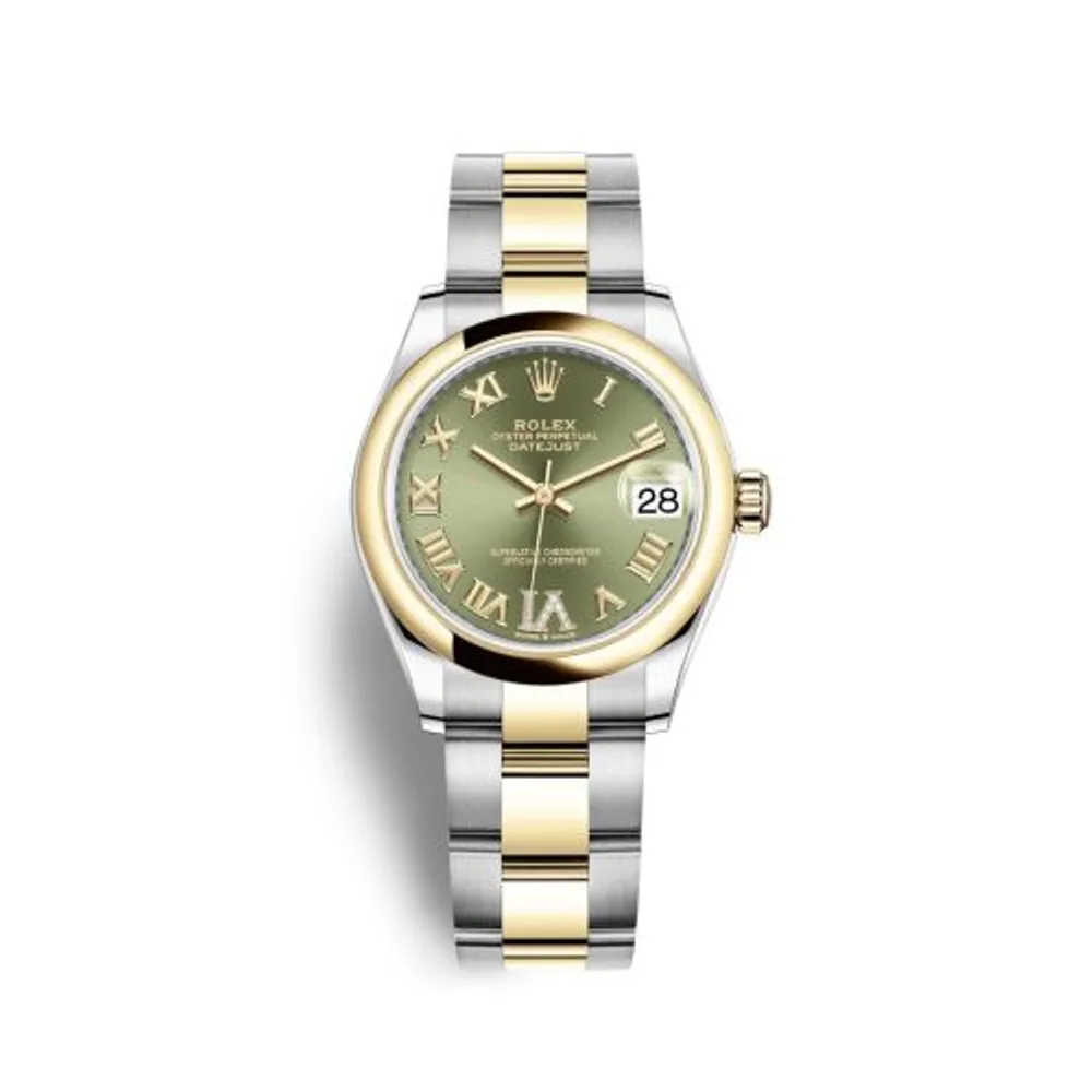 Rolex Datejust 31 Stainless Steel / Yellow Gold / Domed / Olive - Roman / Oyster