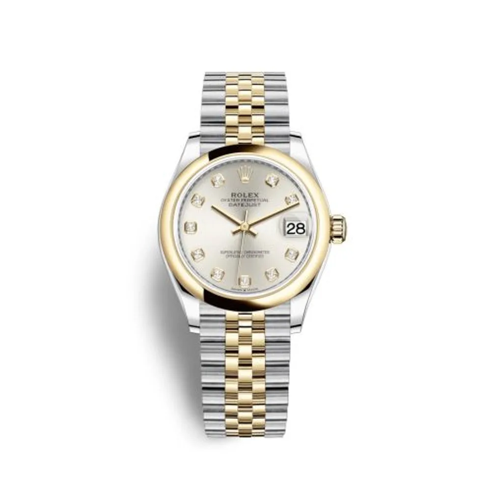 Rolex Datejust 31 Stainless Steel / Yellow Gold / Domed / Silver - Diamond / Jubilee