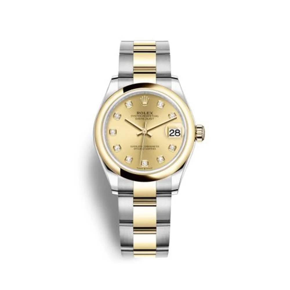 Rolex Datejust 31 Stainless Steel / Yellow Gold / Domed / Champagne - Diamond / Oyster