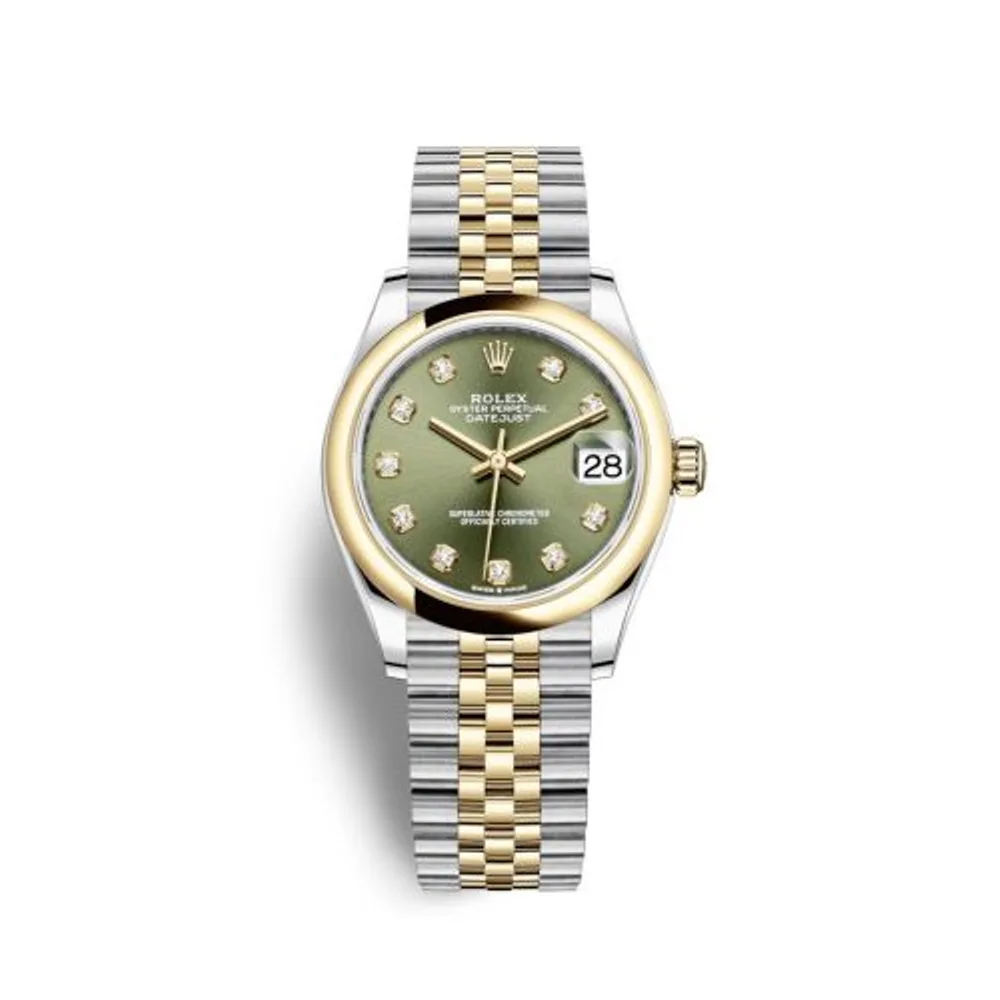 Rolex Datejust 31 Stainless Steel/ Yellow Gold / Domed / Olive - Diamond / Jubilee