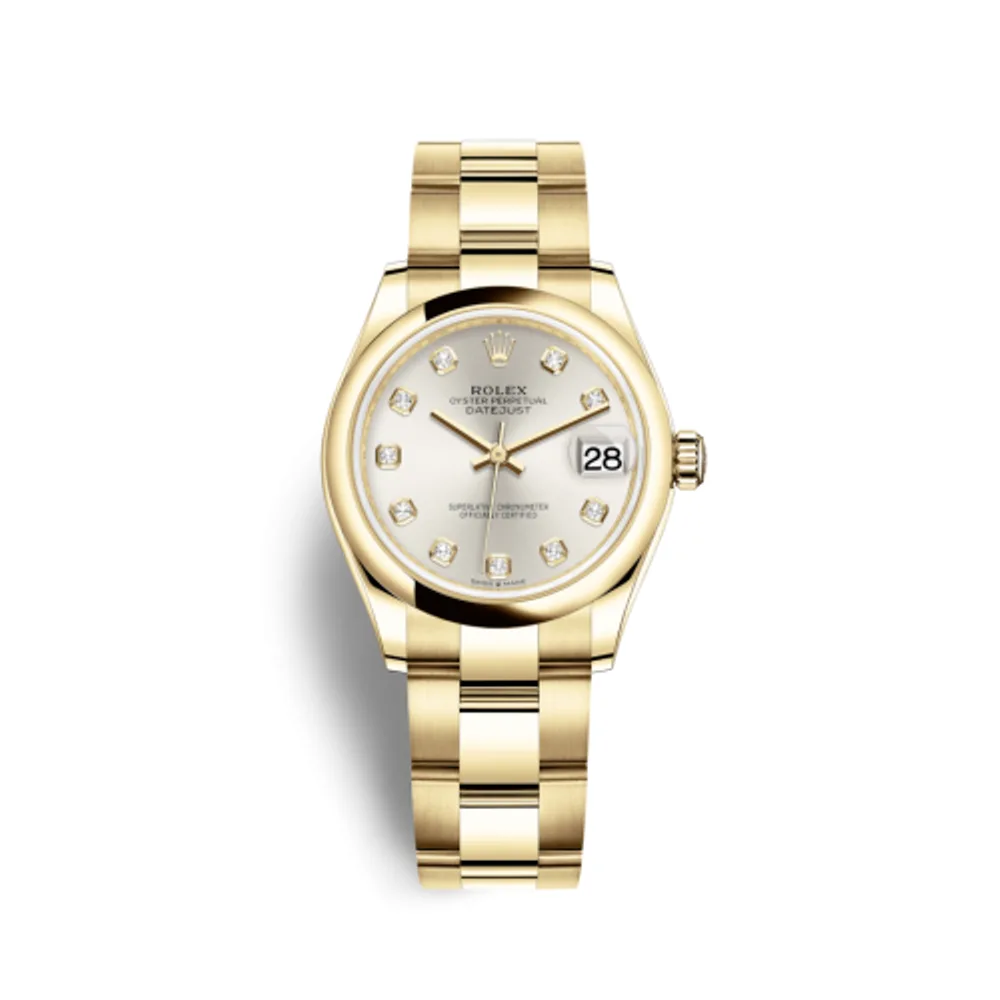 Rolex Datejust 31 Yellow Gold / Domed / Silver - Diamond / Oyster