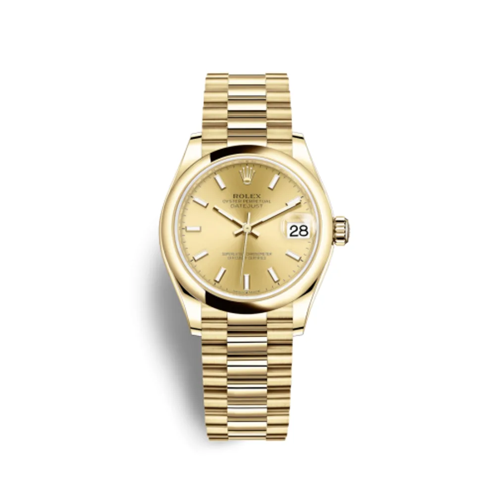 Rolex Datejust 31 Yellow Gold / Domed / Champagne / President