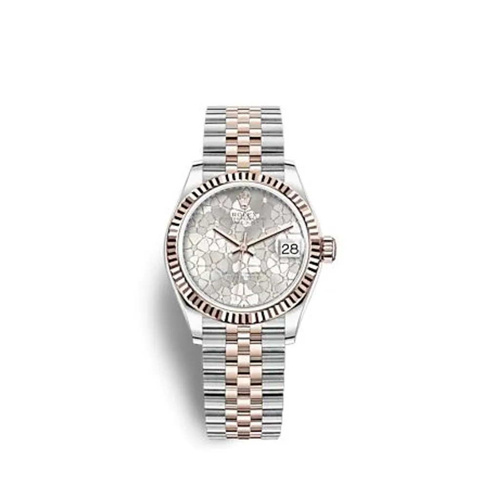 Rolex Datejust 31 Stainless Steel/ Rose Gold / Fluted / Silver - Floral / Jubilee