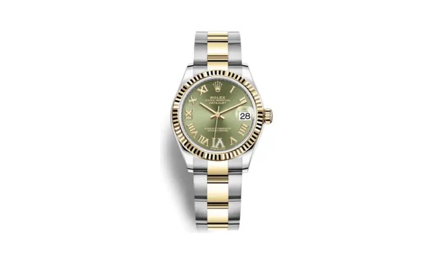 Rolex Datejust 31 Stainless Steel / Yellow Gold / Fluted / Olive - Roman / Oyster
