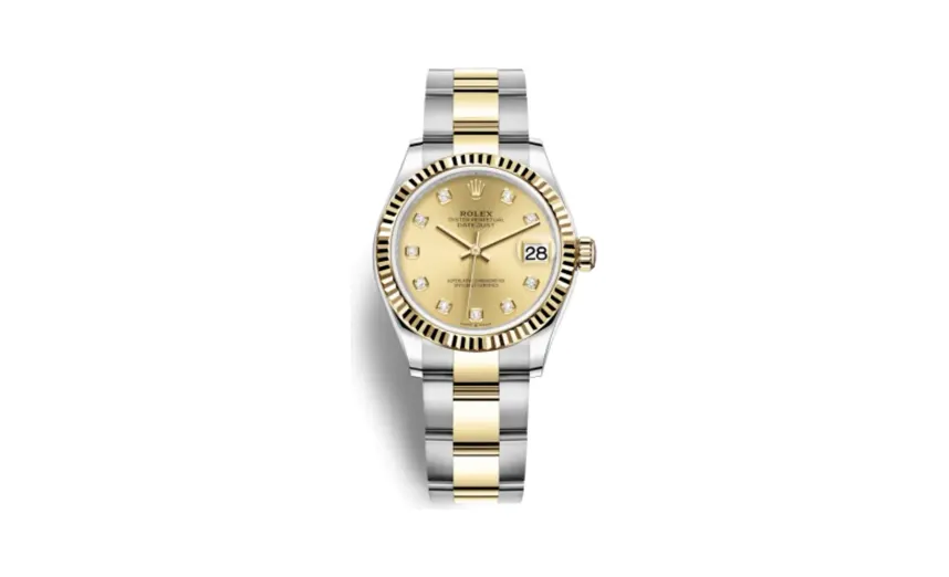 Rolex Datejust 31 Stainless Steel / Yellow Gold / Fluted / Champagne - Diamond / Oyster