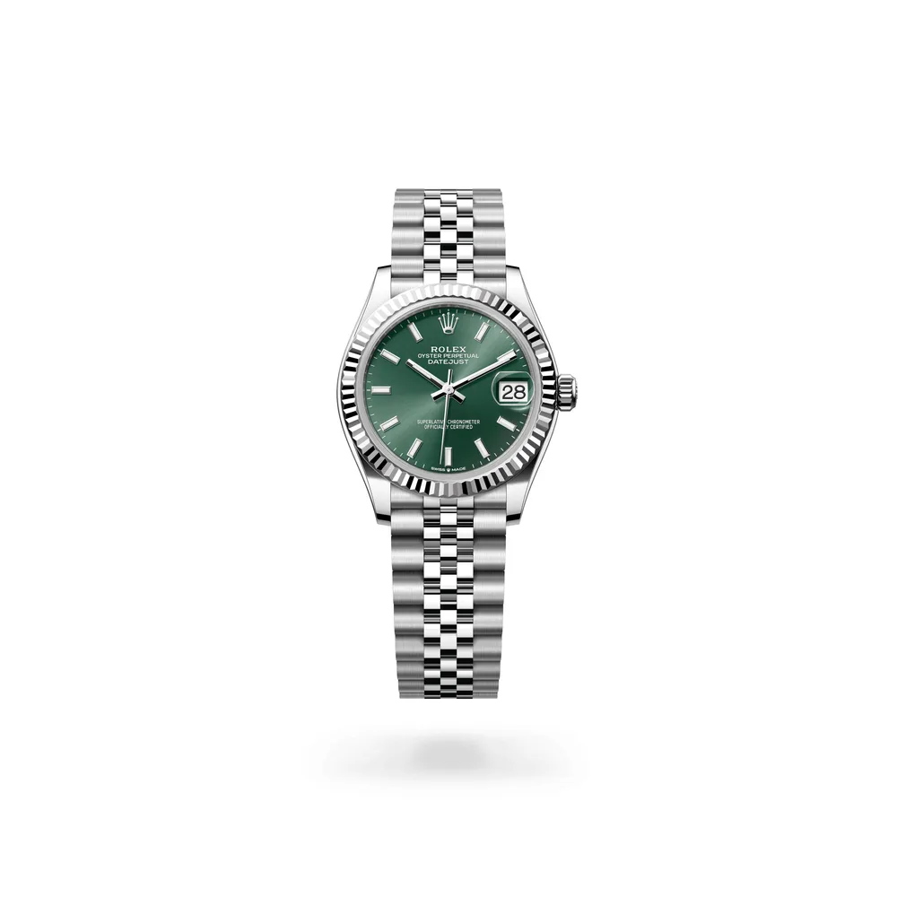 Rolex Datejust 31 Oyster, 31 mm, Oystersteel and white gold, White Rolesor, Mint green dial