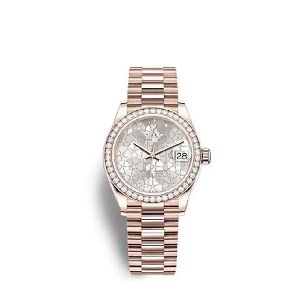Rolex Datejust 31 Rose Gold - Diamond / Silver - Floral / President
