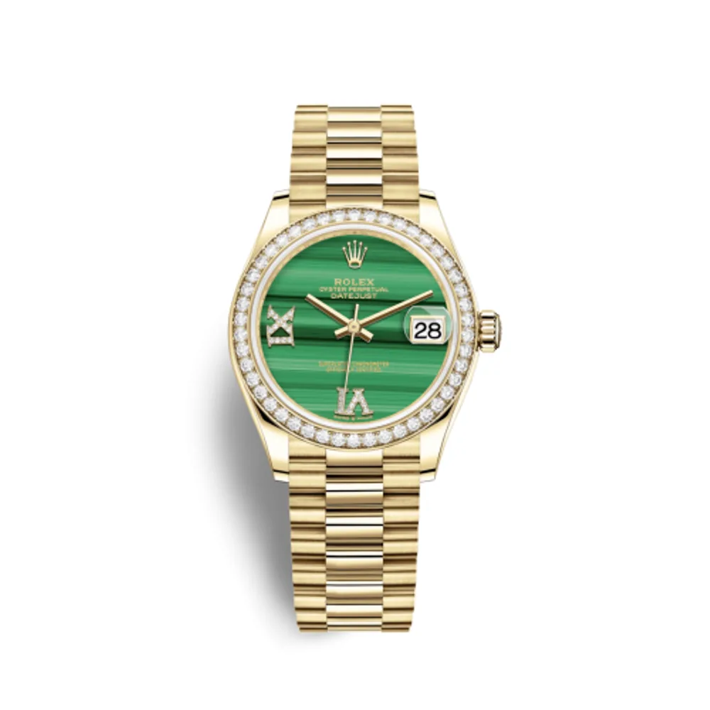 Rolex Datejust 31 Yellow Gold / Diamond / Malachite / President