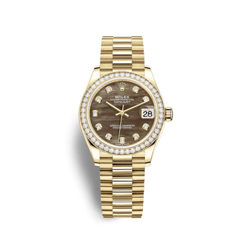 Rolex Datejust 31 Yellow Gold / Diamond / Black MOP / President