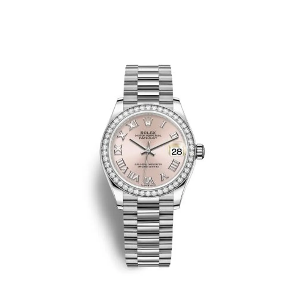 Rolex Datejust 31 White Gold Diamond / Pink - Roman