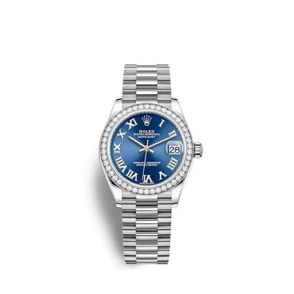 Rolex Datejust 31 White Gold / Diamond / Blue - Roman