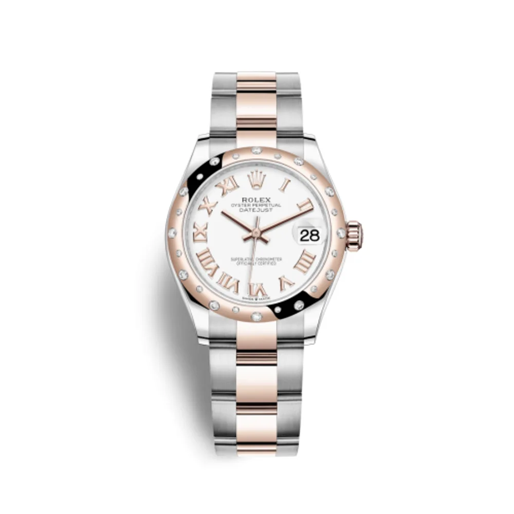 Rolex Datejust 31 Stainless Steel/ Rose Gold / Domed - Diamond / White - Roman / Oyster