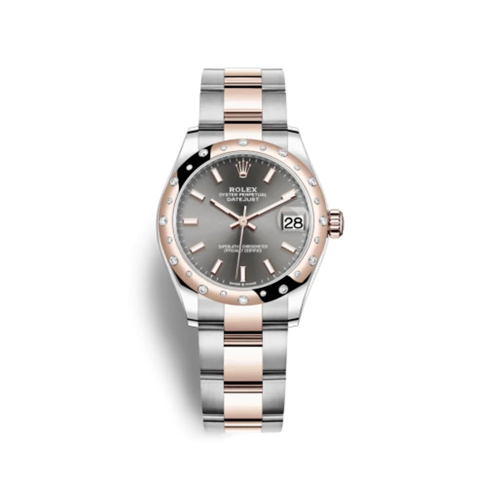 Rolex Datejust 31 Stainless Steel/ Rose Gold / Domed - Diamond / Grey / Oyster