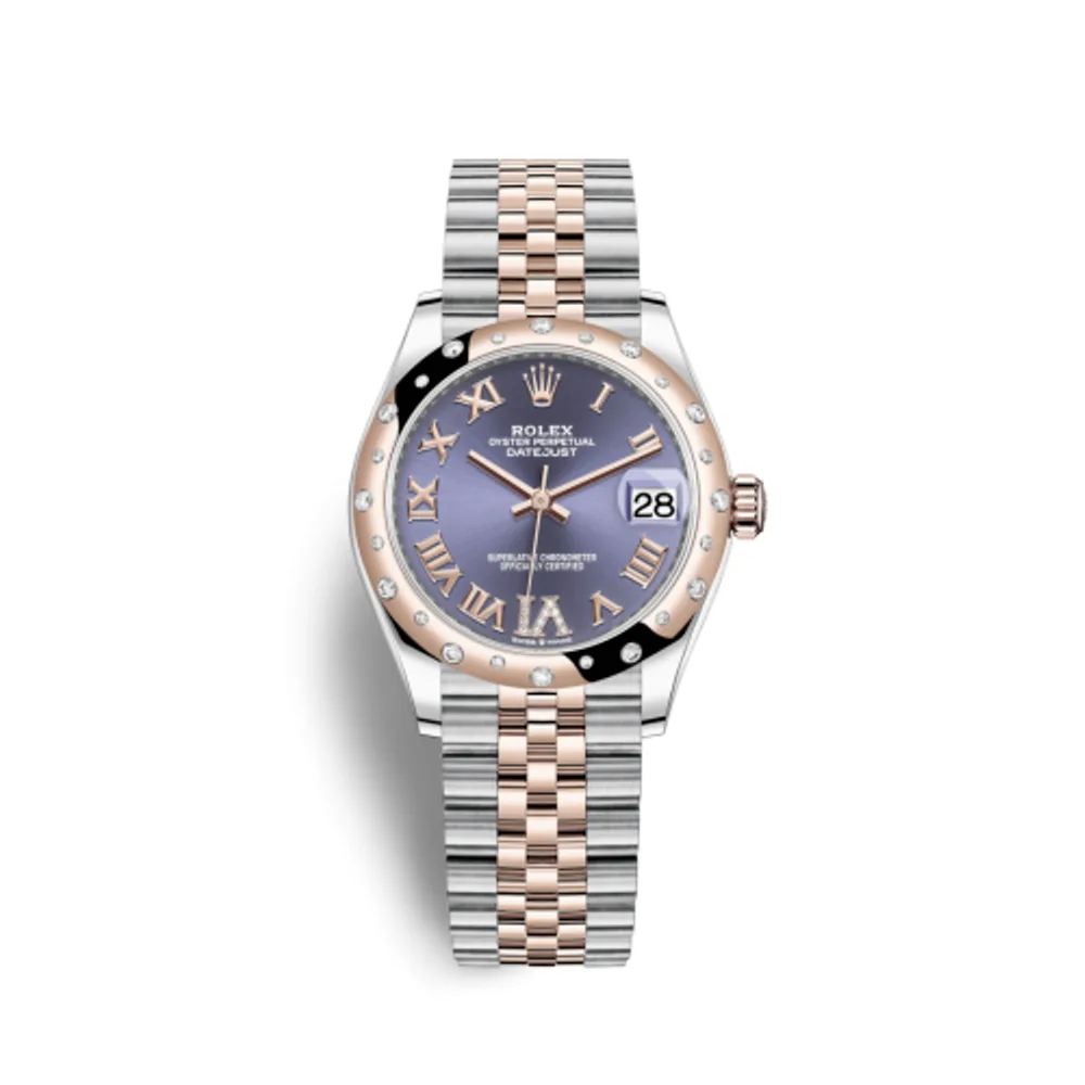Rolex Datejust 31 Stainless Steel/ Rose Gold / Domed - Diamond / Aubergine - Roman / Jubilee
