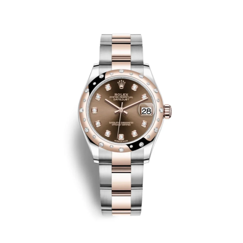 Rolex Datejust 31 Stainless Steel/ Rose Gold / Domed - Diamond / Chocolate - Diamond / Oyster