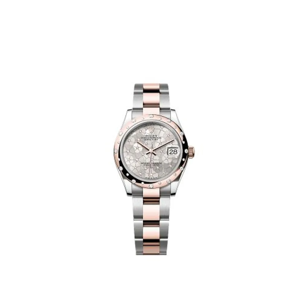 Rolex Datejust 31 Stainless Steel/ Rose Gold / Domed - Diamond / Silver - Floral / Oyster