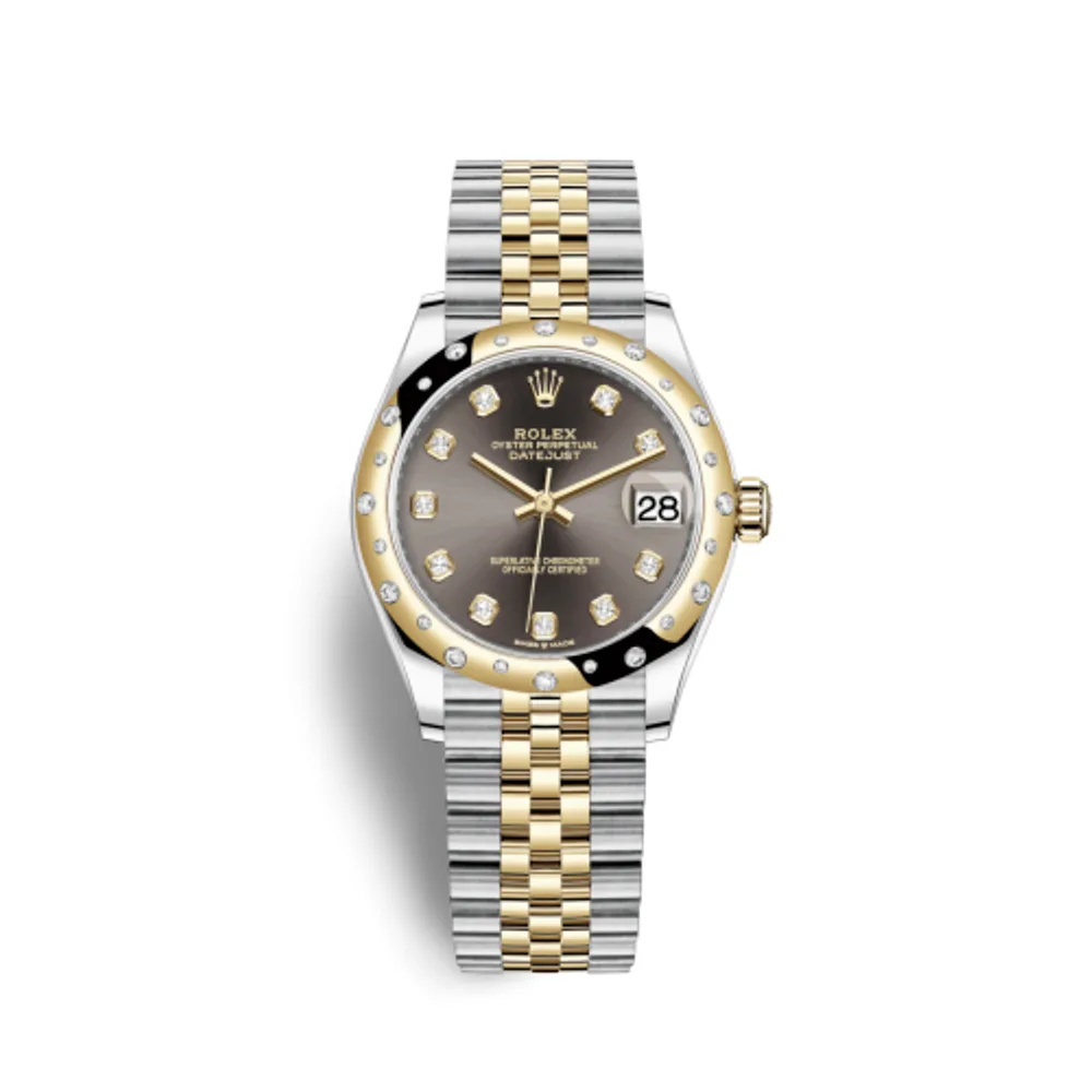 Rolex Datejust 31 Stainless Steel / Yellow Gold / Domed - Diamond / Grey - Diamond / Jubilee