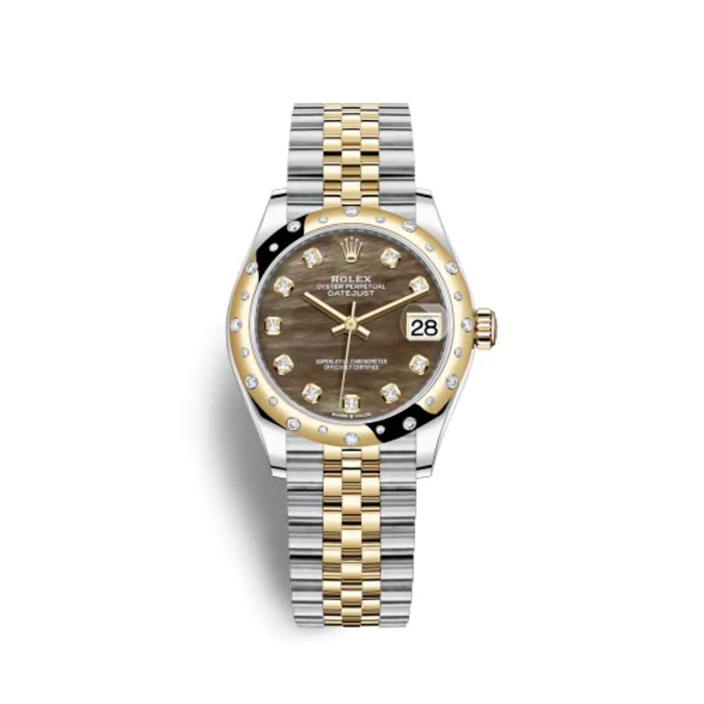 Rolex Datejust 31 Stainless Steel / Yellow Gold / Domed - Diamond / Black MOP / Jubilee