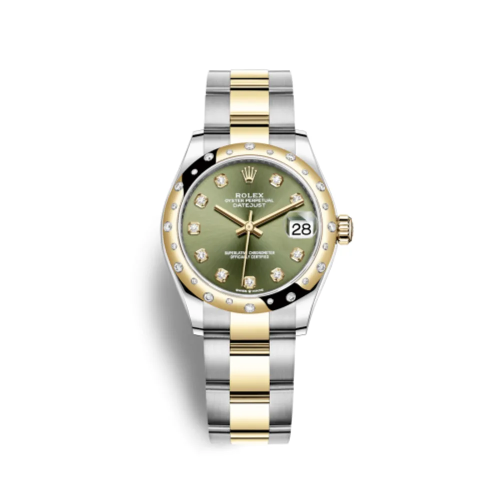 Rolex Datejust 31 Stainless Steel / Yellow Gold / Domed - Diamond / Olive - Diamond / Oyster
