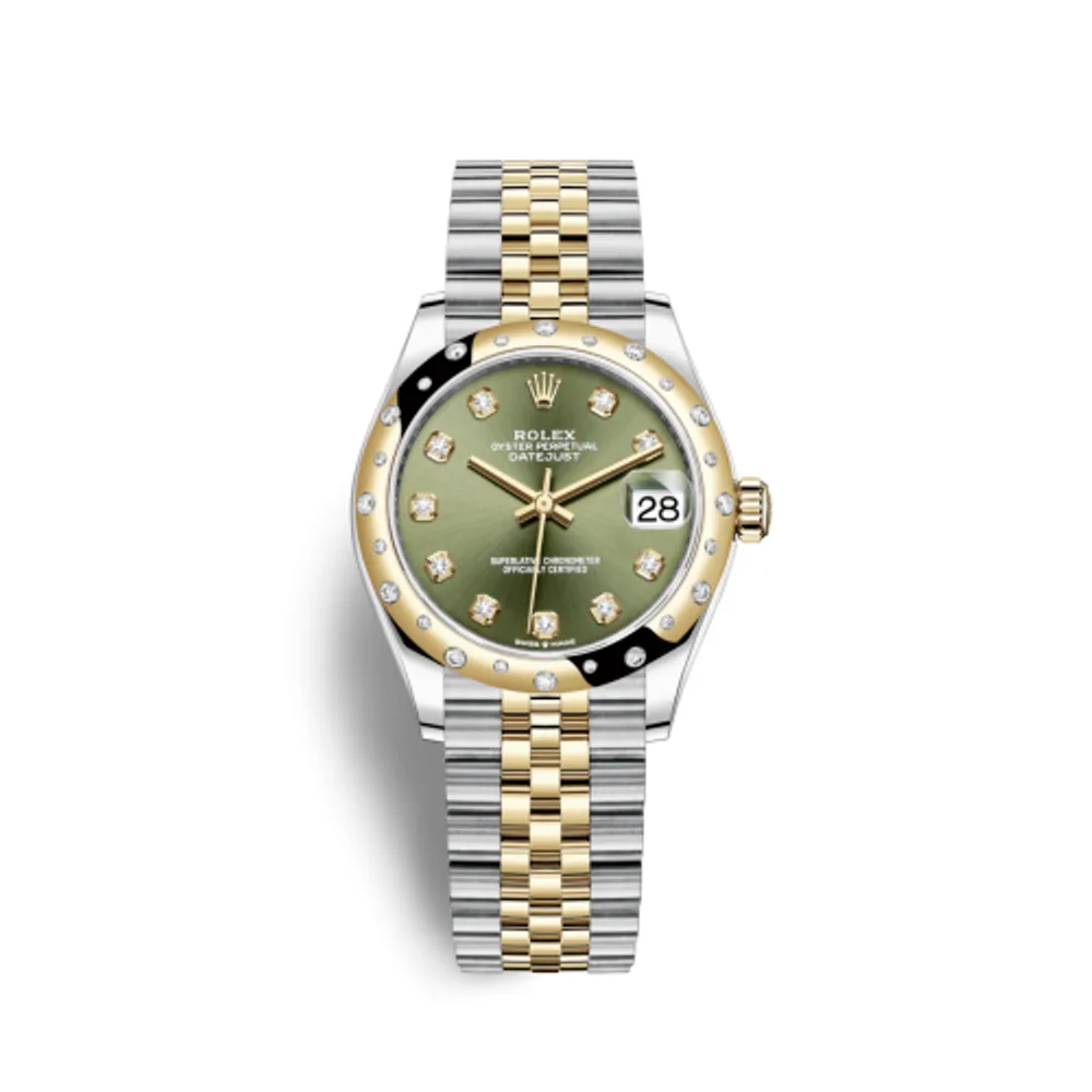 Rolex Datejust 31 Stainless Steel / Yellow Gold / Domed - Diamond / Olive - Diamond / Jubilee