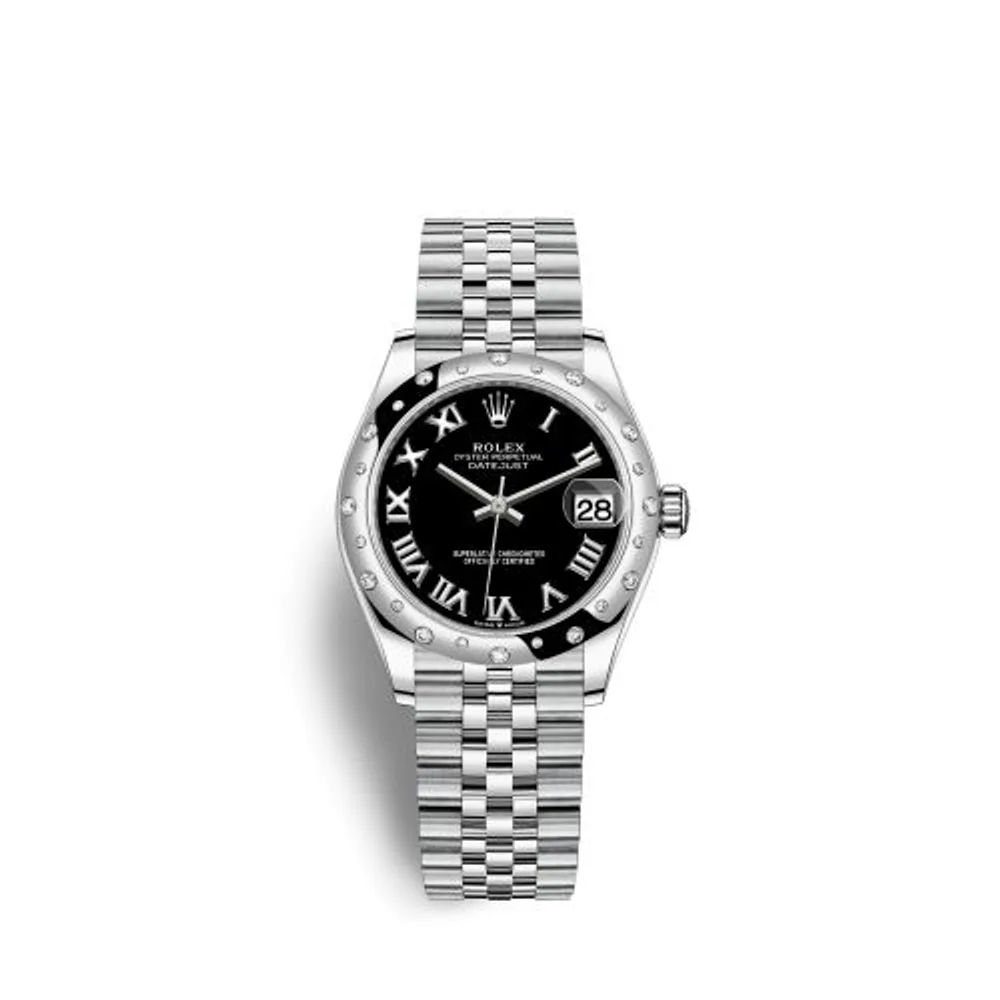 Rolex Datejust 31 Stainless Steel Domed Diamond / Jubilee / Black - Roman