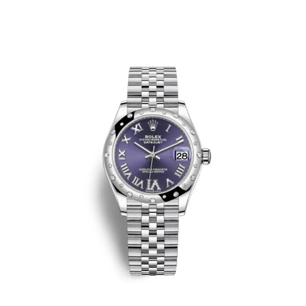 Rolex Datejust 31 Stainless Steel Domed Diamond / Jubilee / Aubergine - Roman