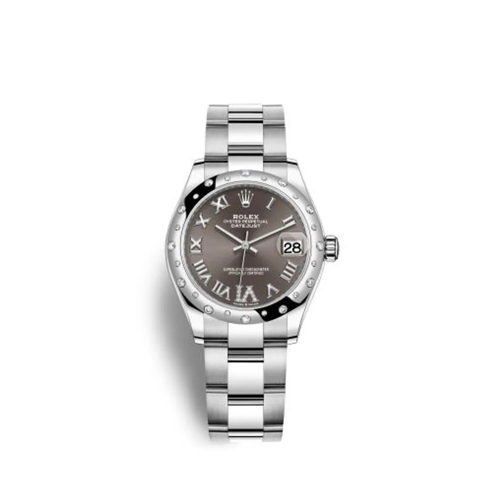 Rolex Datejust 31 Stainless Steel Domed Diamond / Oyster / Grey - Roman