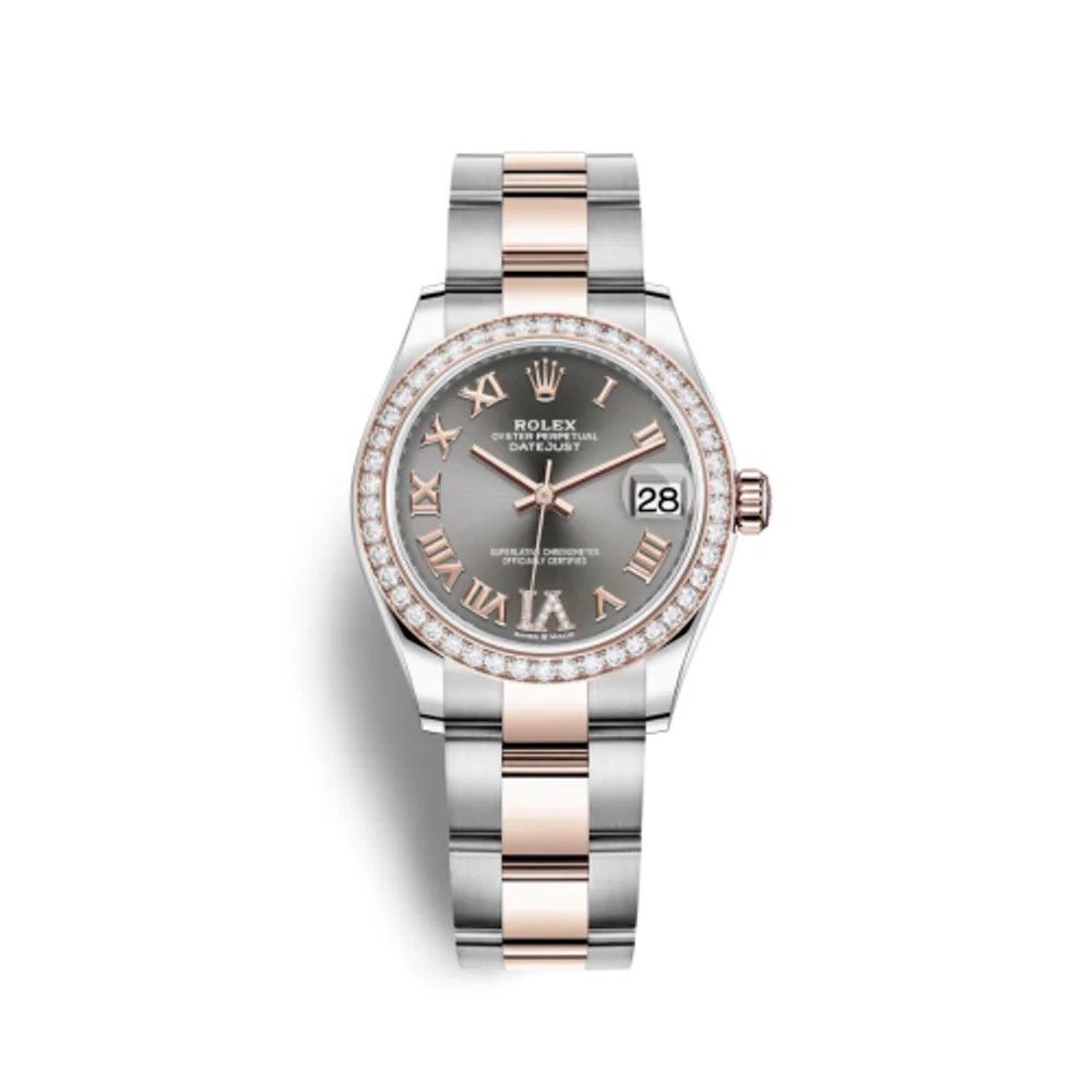 Rolex Datejust 31 Stainless Steel/ Rose Gold / Diamond / Grey - Roman / Oyster
