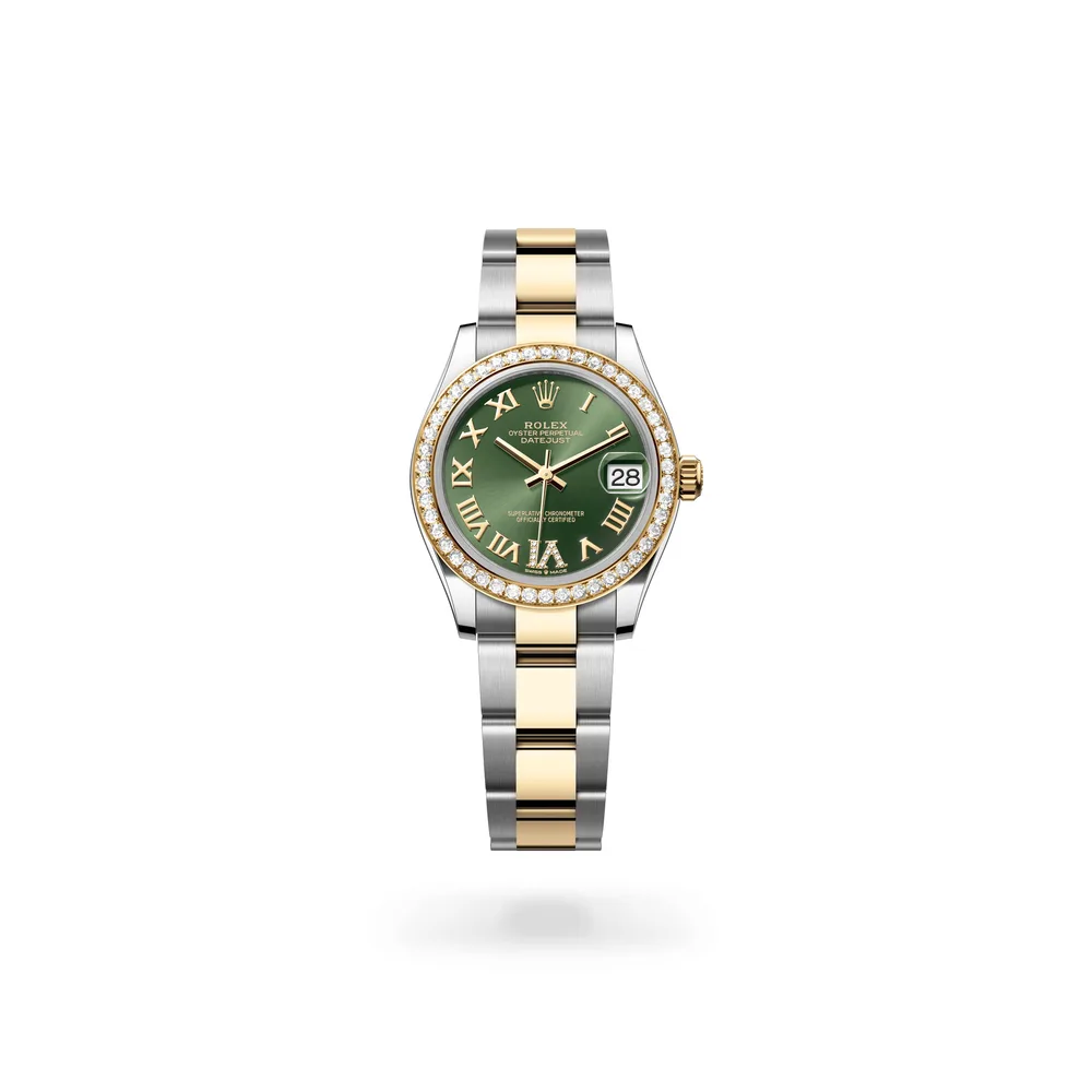Rolex Datejust 31 Oyster, 31 mm, Oystersteel, yellow gold and diamonds, Yellow Rolesor, Olive green dial