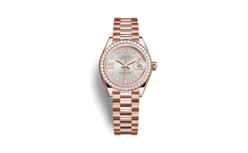 Rolex Lady-Datejust 28 Everose Diamond / President / Sundust Diamond