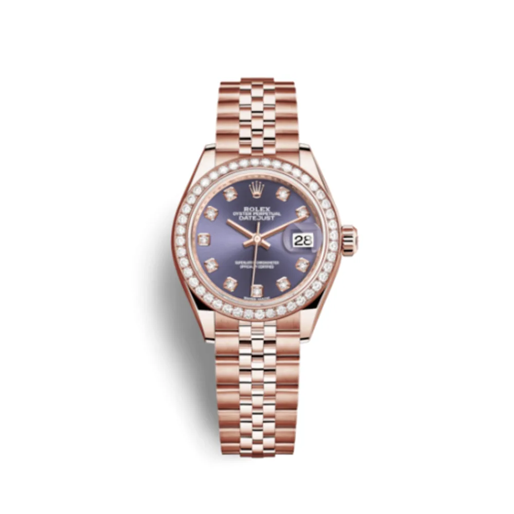 Rolex Lady-Datejust 28 Everose Diamond / Jubilee / Aubergine