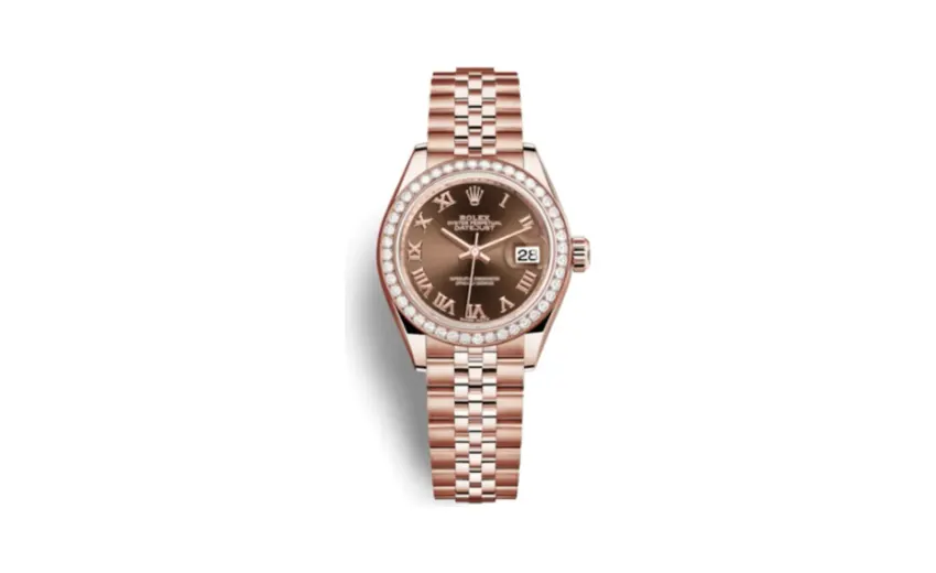 Rolex Lady-Datejust 28 Everose Diamond / Jubilee / Chocolate Roman