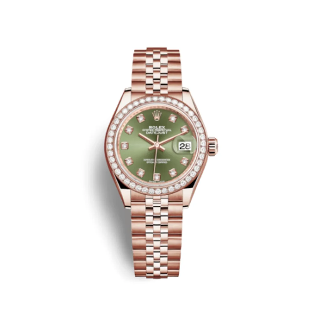 Rolex Lady-Datejust 28 Everose Diamond / Jubilee / Olive Diamond