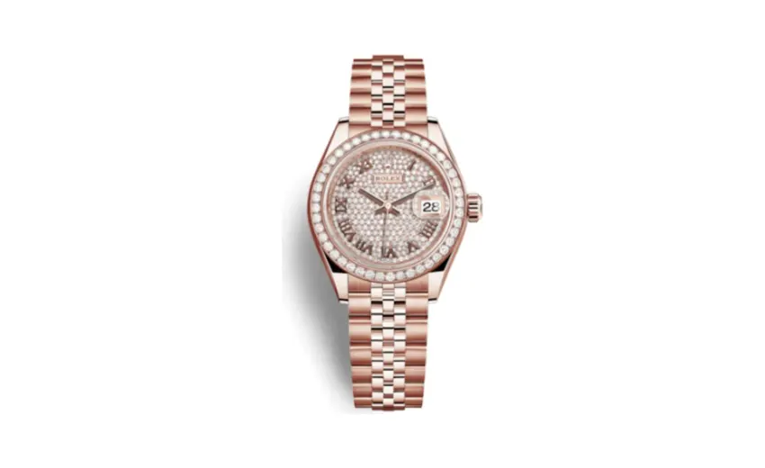 Rolex Lady-Datejust 28 Everose Diamond / Jubilee / Paved Roman