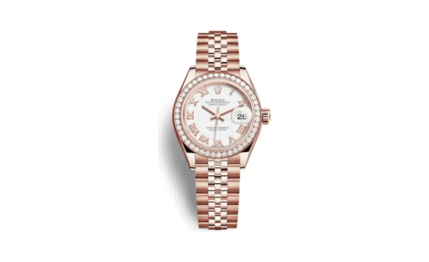 Rolex Lady-Datejust 28 Everose Diamond / Jubilee / White Roman