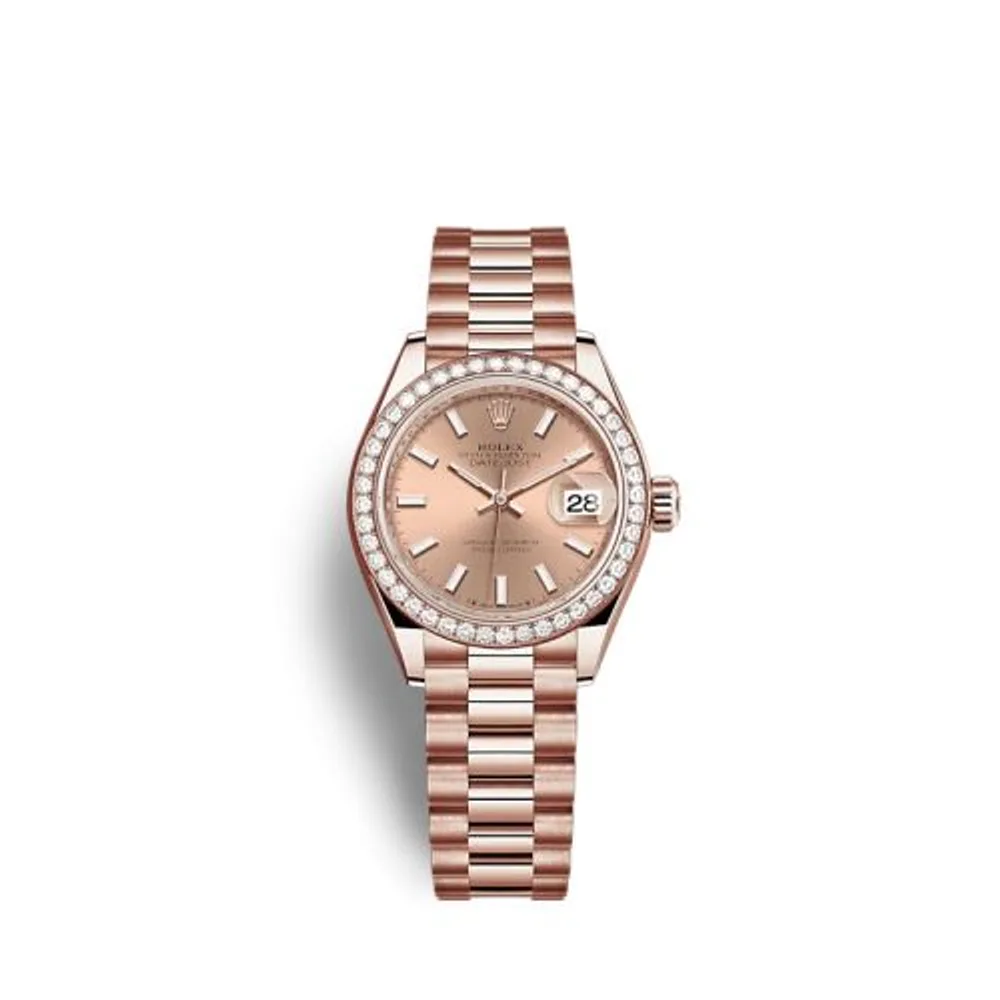 Rolex Lady-Datejust 28 Rose Gold / Diamond / Rose / President