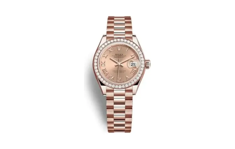 Rolex Lady-Datejust 28 Rose Gold / Diamond / Rose - Roman / President