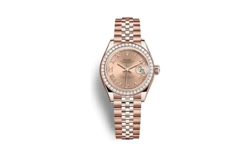 Rolex Lady-Datejust 28 Rose Gold / Diamond / Rose - Roman / Jubilee
