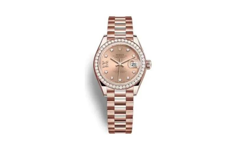 Rolex Lady-Datejust 28 Rose Gold / Diamond / Rose - Diamond / President