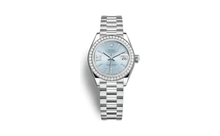 Rolex Lady-Datejust 28 Platinum Diamond / President / Ice Blue Diamonds